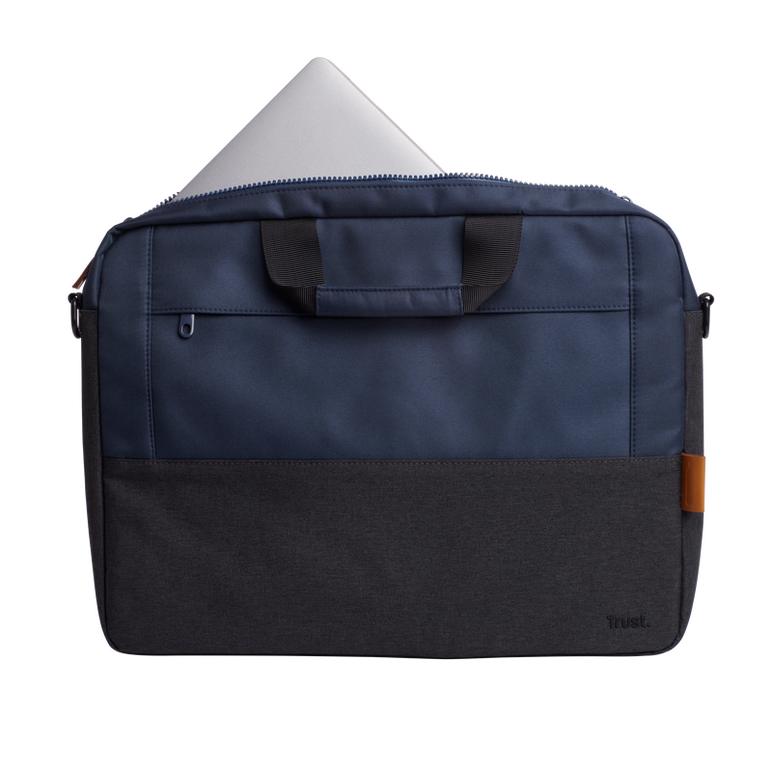 Geanta laptop trust lisboa, pentru laptopuri cu diagonala pana in 15.6",2 compartimente, material pom, rpet polyester, rpet, volum 2.1 l, albastru,  Genti laptop | electropc.ro