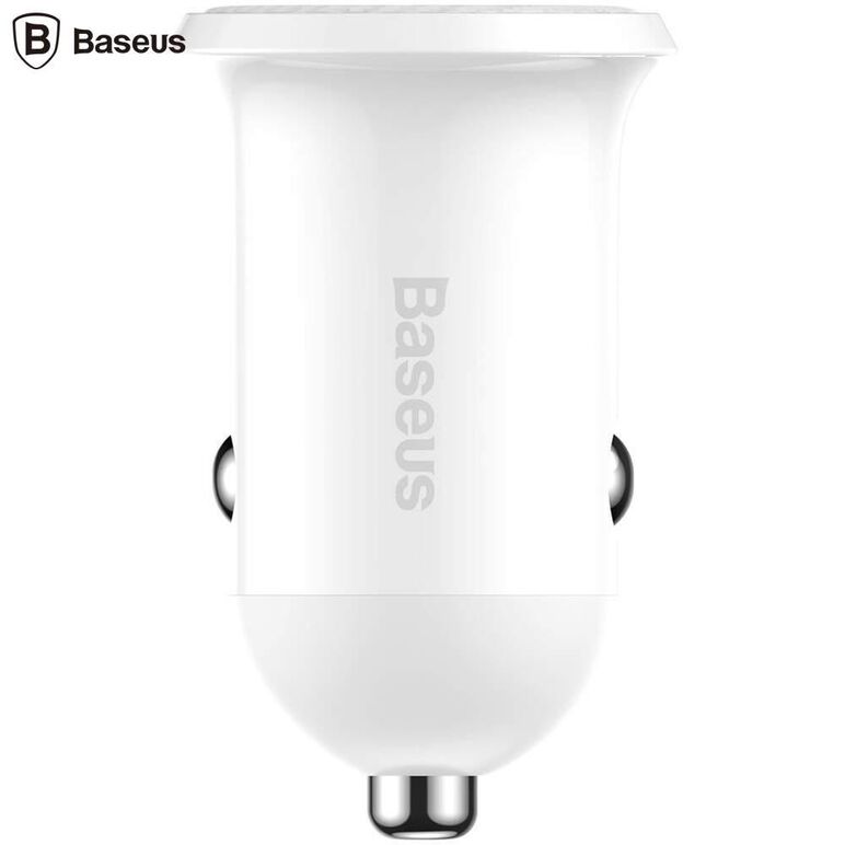 Incarcator auto baseus grain pro, 2 x usb output 5v/4.8a total ambele porturi, pt. bricheta auto, alb,  Incarcatoare telefoane | electropc.ro
