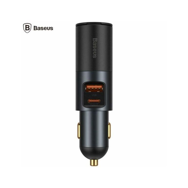 Incarcator auto baseus share together, 1 x usb output 5v/3a, 1 x usb type-c max 5v/3a si 1 x bricheta auto 60w, total output 120w, pt. bricheta auto, gri,  Incarcatoare telefoane | electropc.ro