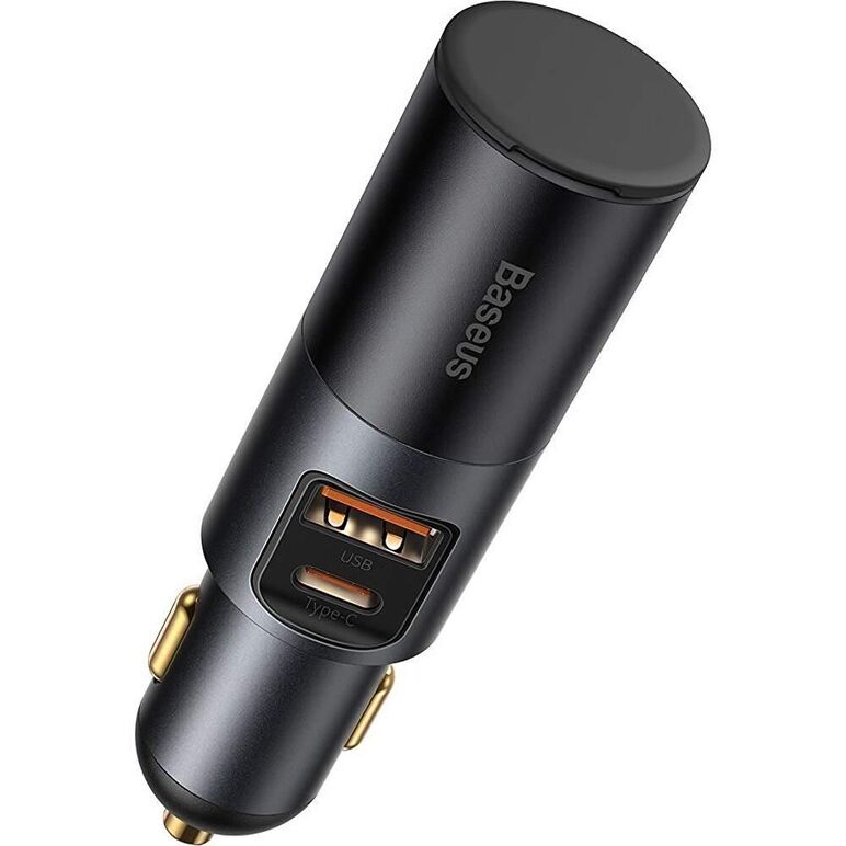 Incarcator auto baseus share together, 1 x usb output 5v/3a, 1 x usb type-c max 5v/3a si 1 x bricheta auto 60w, total output 120w, pt. bricheta auto, gri,  Incarcatoare telefoane | electropc.ro