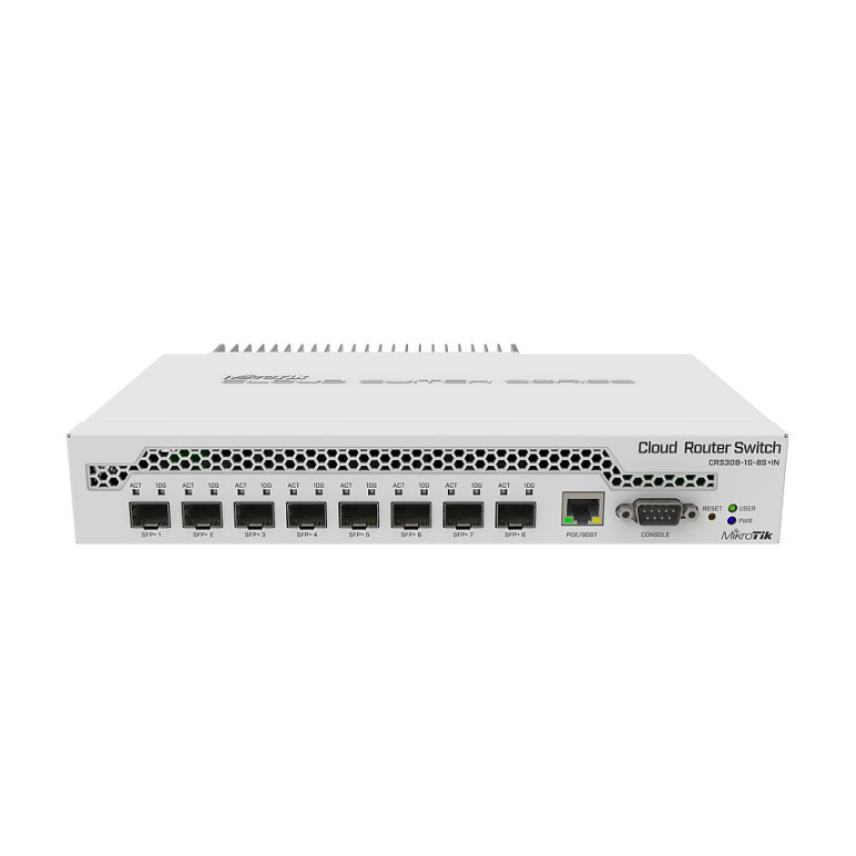Mikrotik ethernet sw 8p sfp+, crs309-1g-8s+in, procesor: 98dx8208 dual core, 800 mhz, dimensiuni:  141 x 115 x 28 mm, routeros / switchos, memorie: 512mb ram, stocare: 16mb flash, poe in: 802.3af/at, interfata: 8 x 10/100/1000 sfp+, port consolă: rs-232, ,  Switch-uri | electropc.ro