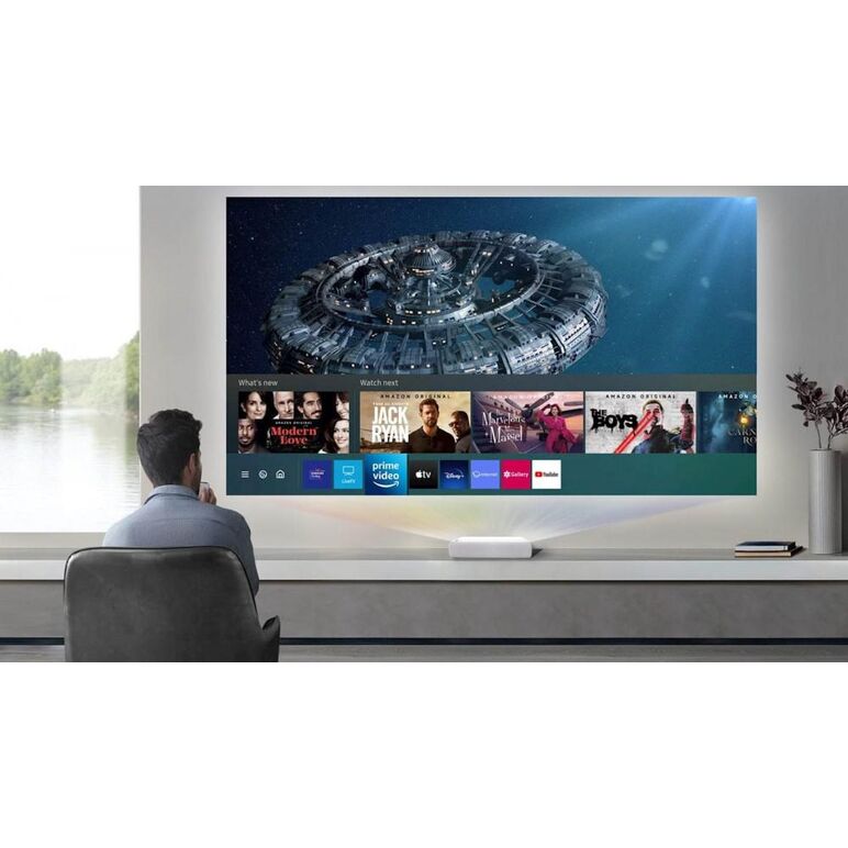 Proiector samsung the premiere lsp7t, 4k smart 3840 x 2160, laser 20.000 ore, 2200 lumeni, dimensiune maxima imagine 120", hdr, hlg, 2.000.000:1, woofer, blutooth audio, mobil - tv - mirroring , dlna, wifi direct, difuzare digitala dvb-t2cs2, 3* hdmi, usb,  Videoproiectoare | electropc.ro
