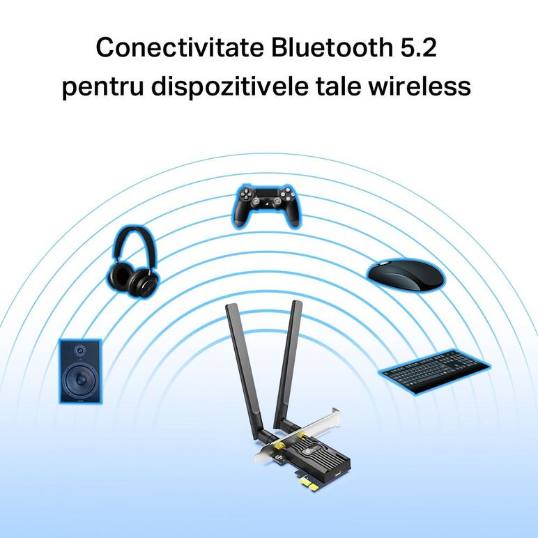 Tp-link adaptor pcle wi-fi 6 ax3000 wi-fi 6 cu bluetooth 5.2 archer tx55e, 2× antene dual-band high-gain, standarde wireless: ieee 802.11ax/ac/n/a 5 ghz ieee 802.11ax/n/g/b 2.4 ghz, bluetooth 5.2/5.0/4.2/4.0, viteza wireless: 5 ghz-up to 2402 mbps, 2.4ghz,  Routere Wireless | electropc.ro