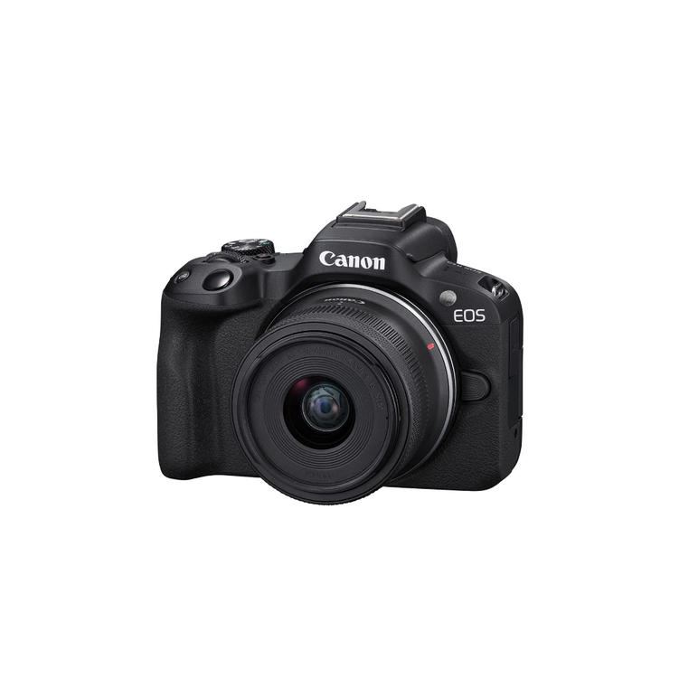 Aparat foto canon eos r50 black kit + obiectiv rf-s18-45mm f4.5-6.3 is stm, mirrorless, 24.2 megapixeli, procesor digic x, montura rf, senzor aps-c 22.3 x 14.9mm, aspect 3:2, focalizare: dual pixel cmos af ii,  100 % pe orizontală şi 100 % pe verticală (s,  Aparate foto Mirrorless | electropc.ro