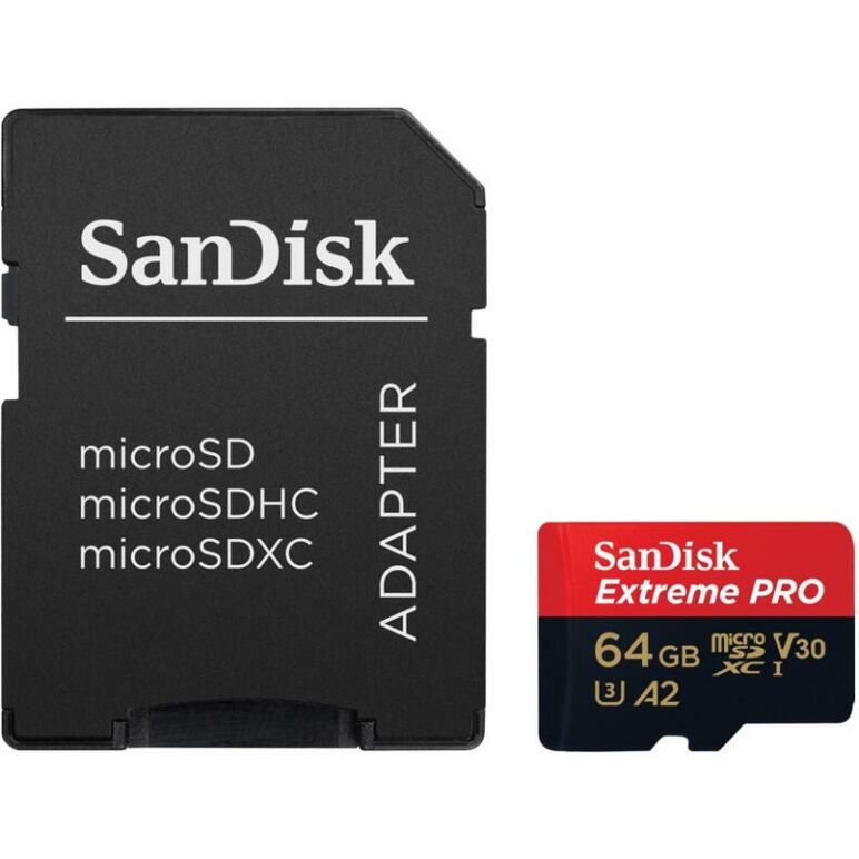 Micro secure digital card sandisk extreme plus, 64gb, clasa 10, r/w speed: up to 100mb/s/ 90mb/s, include adaptor sd (pentru telefon),  Carduri memorie | electropc.ro