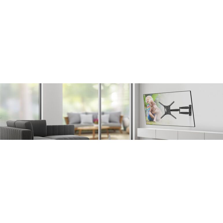Suport tv plat/curbat de perete cu 2 brate barkan bm443lp, 13"- 83", max 50kg, vesa 600x400, negru,  Suporturi TV & Monitor | electropc.ro