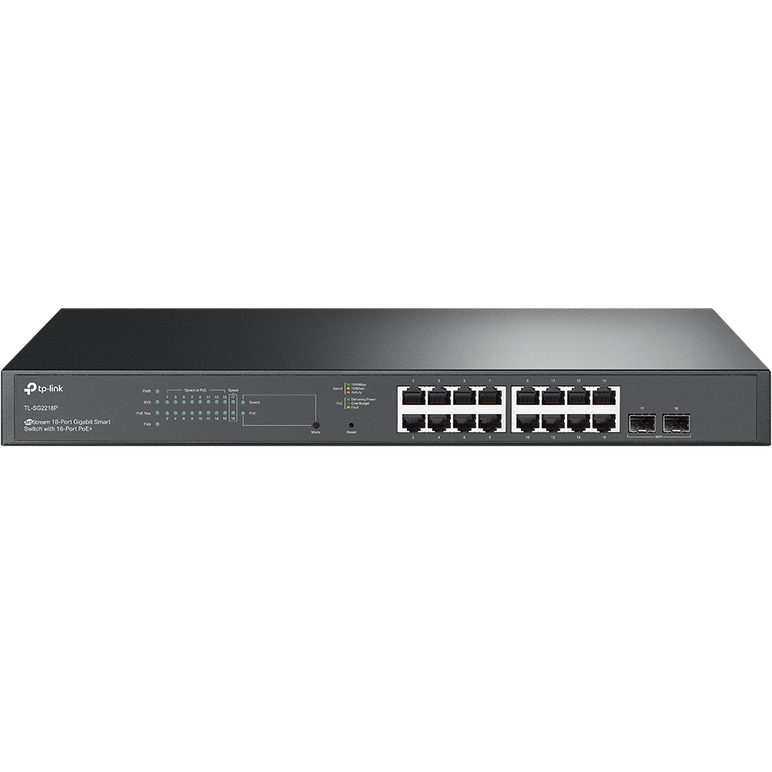 Switch tp-link tl-sg2218p, 16 porturi gigabit, 2 gigabit sfp, 16 porturi poe, buget poe: 150w, fanless, switching capacity: 36 gbps, packet forwarding rate: 26.78 mpps, rack mountable.,  Switch-uri | electropc.ro