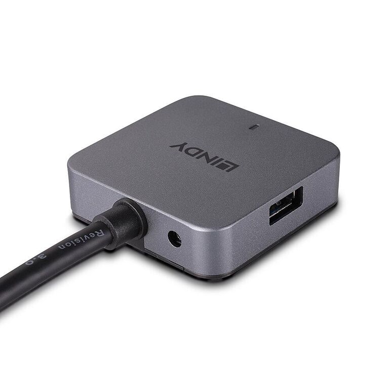 Hub lindy 4 porturi, interfata usb 3.2 / 3.1 gen 1 / usb 3.0, lungime 5m, latime de banda suportata 5gbs, chipset: vl817-q7, gri,  Hub-uri USB | electropc.ro