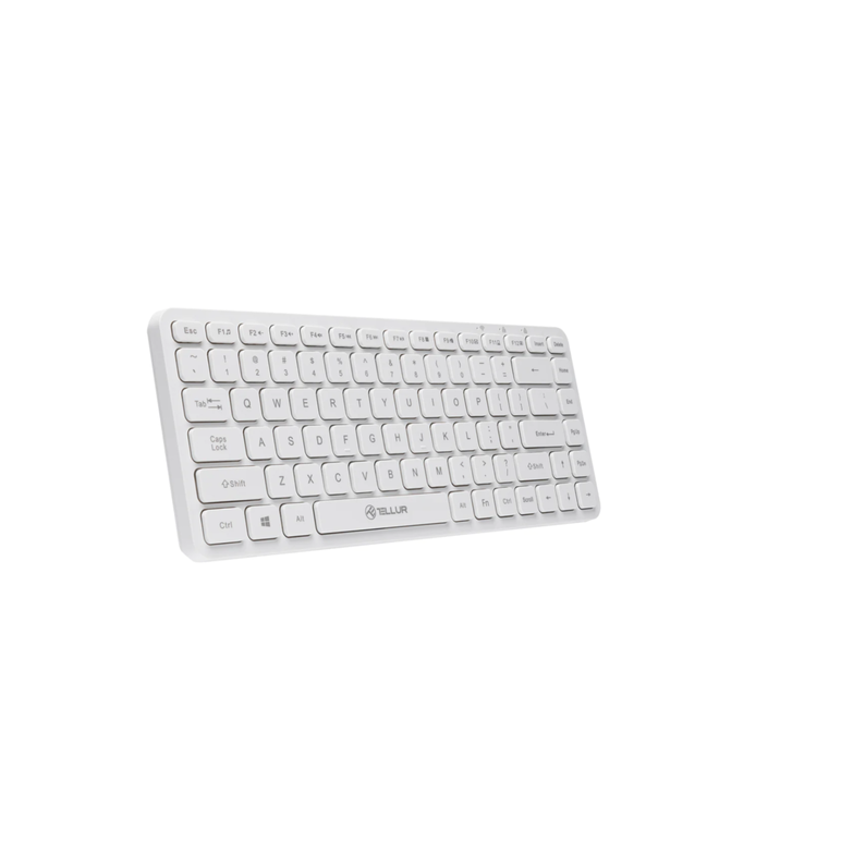 Tastatura wireless tellur mini, numar tasete 84, dinmensiune 430 x 123 x 15 mm, alb,  Tastaturi | electropc.ro