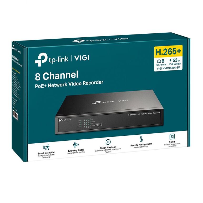 Tp-link poe+ recorder video de retea pe 8 canale vigi nvr1008h8p, decodare: h.265+/h.265/ h.264+/h.264, rezolutie playback: 8mp/5mp/4mp/3mp/1080p/uxga/720p/vga/4cif/dcif/2cif/cif/qcif, 2-ch @ 8mp, 4-ch @ 4mp, 8-ch @ 2mp, incoming bandwith: 80 mbps, outgoi,  NVR | electropc.ro