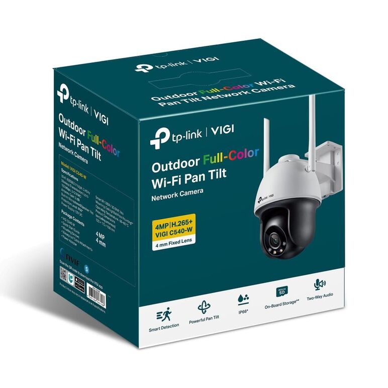 Tp-link vigi 4mp outdoor pan/tilt wi-fi camera,vigi c540-w(4mm),senzor: 1/3", lentila: 4mm, f1.6, weatherproof: ip66, ir: 30m, shutter speed: 1/3 to 1/10000 s, unghi vizualizare: orizontal: 79°, vertical: 43°, diagonal: 93°, zoom digital, rezolutie max: 2,  Camere supraveghere IP | electropc.ro