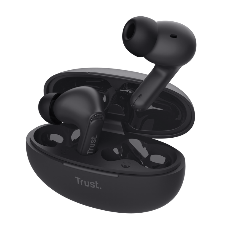 Casti trust yavi wireless, tws, bluetooth, interfata usb-c, frecventa de raspuns 20 hz - 20.000 hz, negru,  Casti audio | electropc.ro