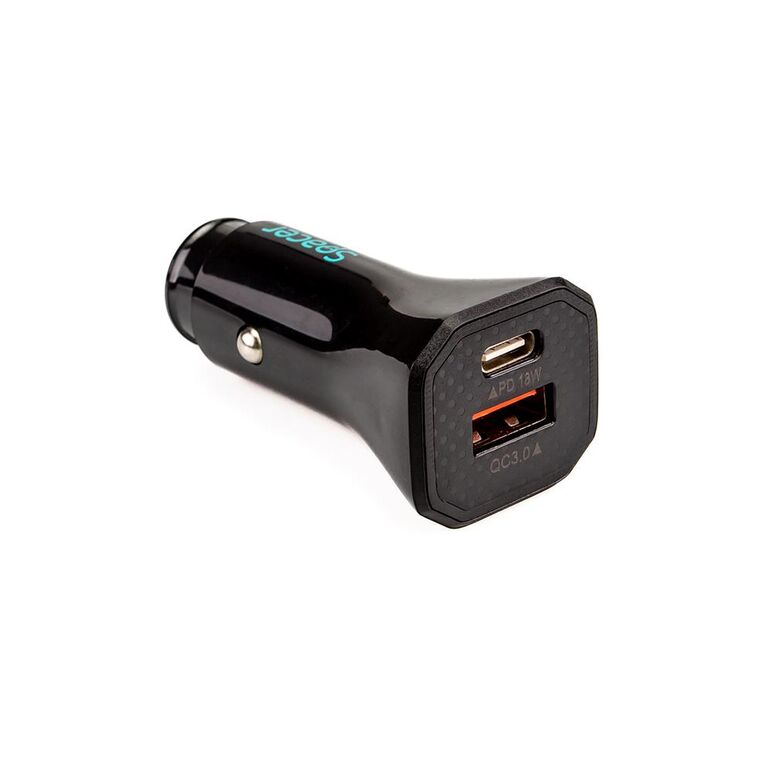 Incarcator auto spacer fast charge 12w, 5v/2.4a max, putere 12w, 1 x usb + 1 x usb type-c, pt. bricheta auto, negru,  Incarcatoare telefoane | electropc.ro