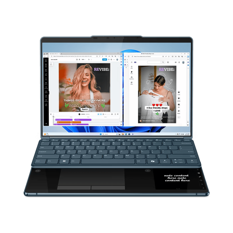 Laptop lenovo yoga book 9 13imu9, 2x 13.3" 2.8k (2880x1800) oled 400nits glossy / anti-fingerprint, 100% dci-p3, 60hz, eyesafe®, dolby® vision™, displayhdr™ true black 500, glass, touch, ogm, 10-point multi-touch, intel® core™ ultra 7 155u, 12c (2p + 8e +,  Laptopuri | electropc.ro