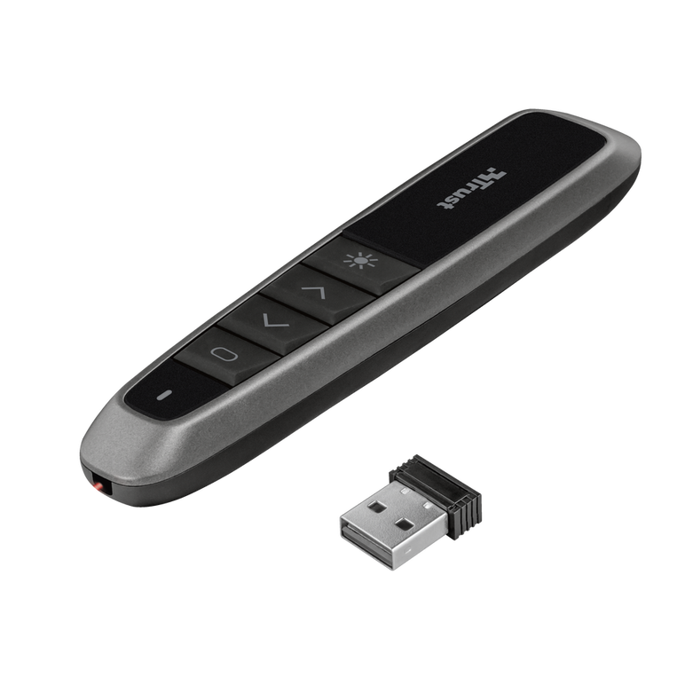 Presenter trust wireless bato, 4 butoane, interfata usb-a 2.0, 2 bateri tip aaa, negru,  Accesorii IT | electropc.ro