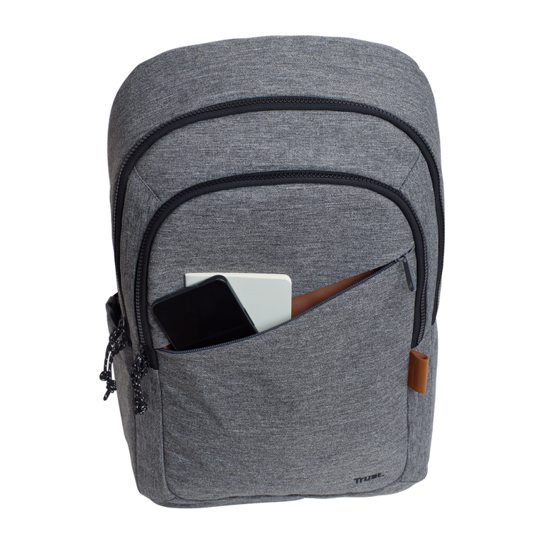 Rucsac laptop trust avana pentru laptop-uri cu diagonala de 16", material pom, rpet polyester, rpet twill polyester, volum 20 l, gri,  Genti laptop | electropc.ro