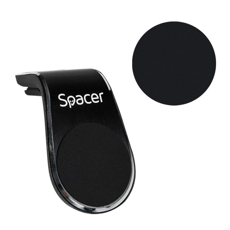Suport auto spacer pentru smartphone, fixare in grilaj bord, prindere magnetica telefon 360 grade, negru,  Accesorii | electropc.ro