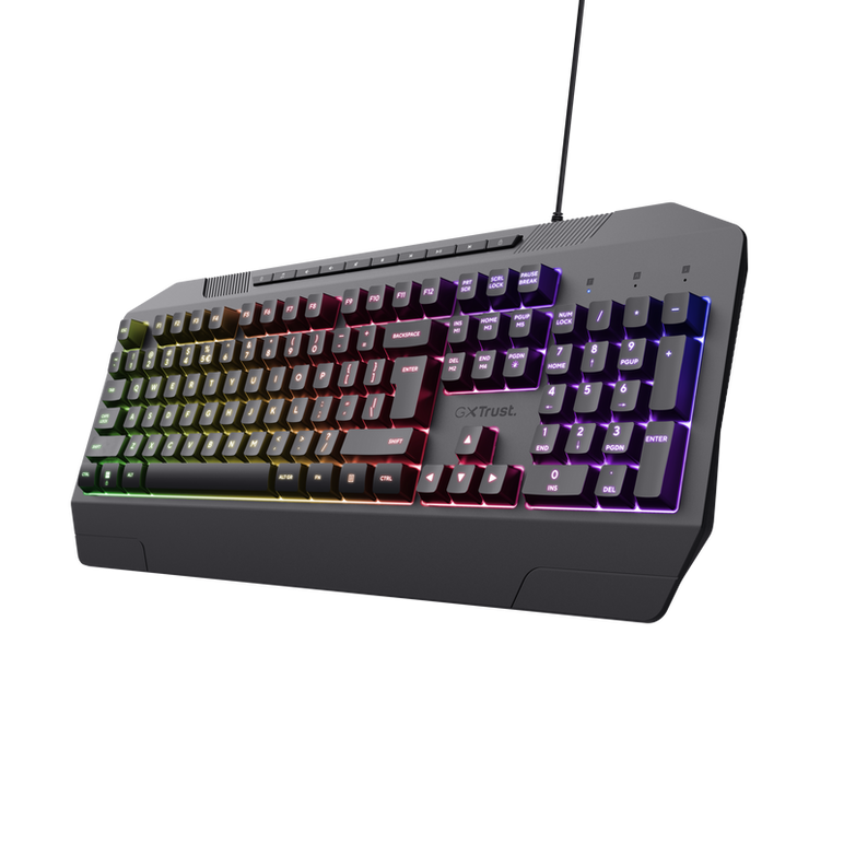 Tastatura trust cu fir gxt836 evocs, numar butoane 114, interfata usb 2.0, conector usb-a, iluminare rgb rainbow, negru,  Tastaturi | electropc.ro
