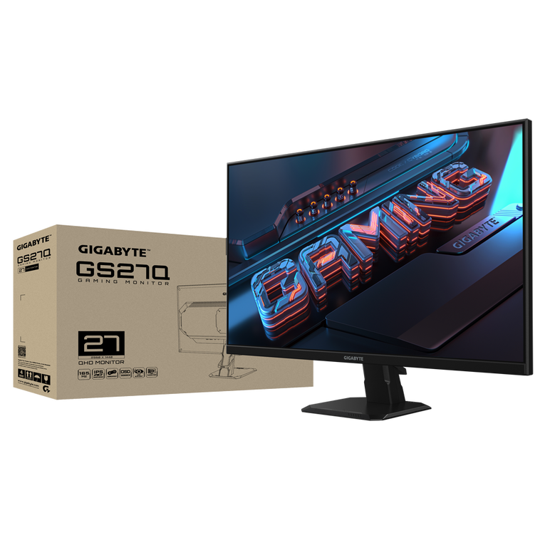 Gigabyte monitor gaming 27" ss ips gs27q, non-glare, rezolutie: 2560 x 1440 (qhd), 300 cd/m2 (typ), contrast: 1000:1, unghi vizualizare: 178°(h)/178°(v), culori: 16.7m, timp raspuns: 1ms (mprt), refresh rate: 165hz, hdr ready, flicker-free, interfata: 2 x,  Monitoare LED | electropc.ro