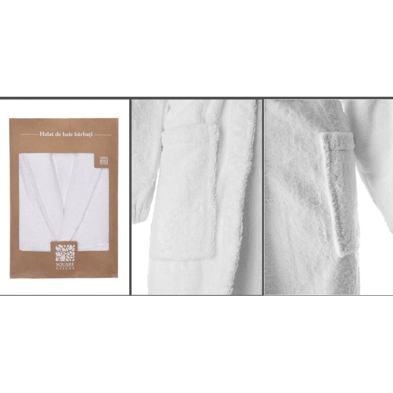 Halat de baie dama bbc organic - alb square nature,  Halate de Baie | electropc.ro