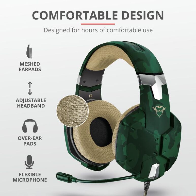 Casti cu microfon trust gxt 322c carus gaming headset, jungle camo,  Casti audio | electropc.ro