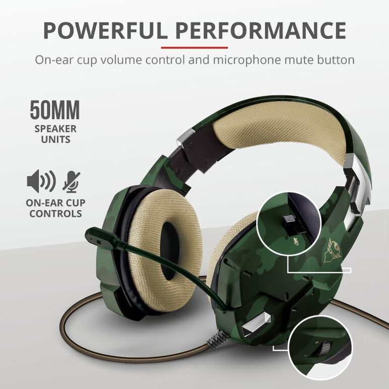 Casti cu microfon trust gxt 322c carus gaming headset, jungle camo,  Casti audio | electropc.ro