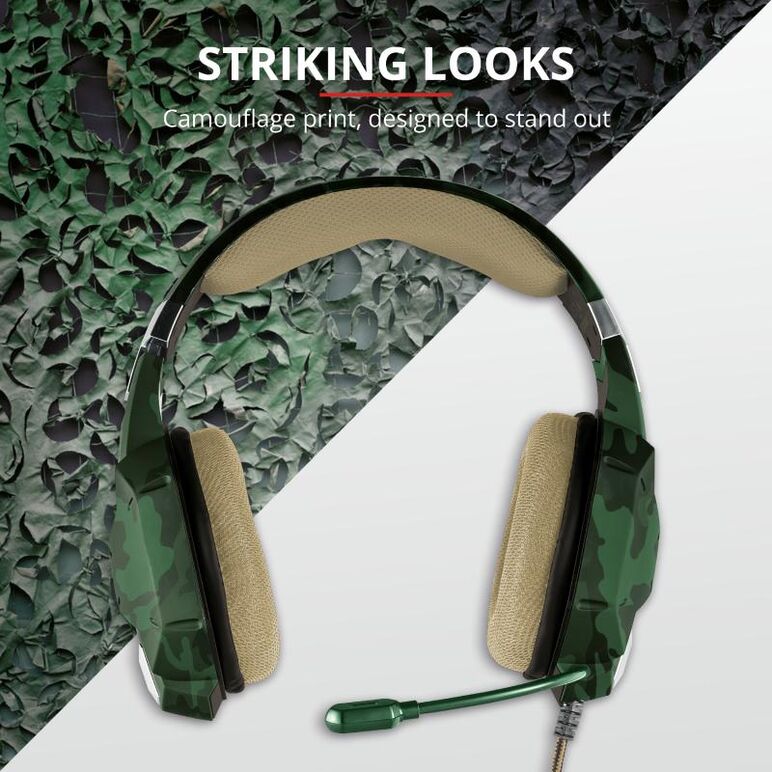 Casti cu microfon trust gxt 322c carus gaming headset, jungle camo,  Casti audio | electropc.ro