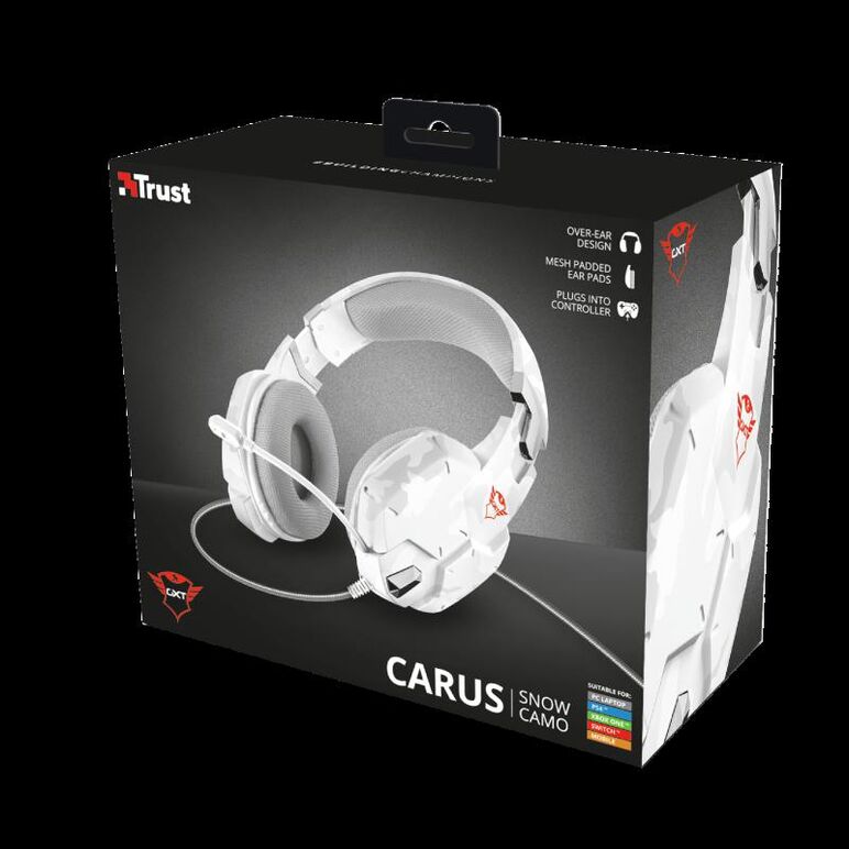 Casti cu microfon trust gxt 322w carus gaming headset, snow camo,  Casti audio | electropc.ro