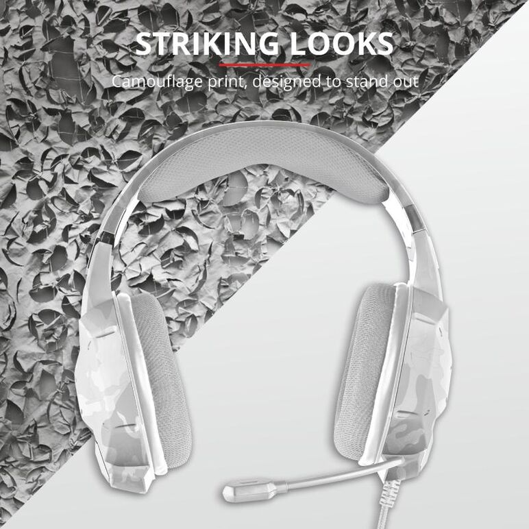 Casti cu microfon trust gxt 322w carus gaming headset, snow camo,  Casti audio | electropc.ro