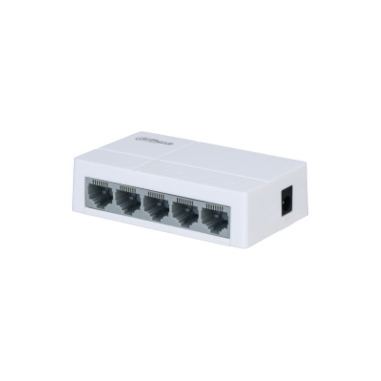 Dahua 5 port unmanaged switch pfs3005-5et-l-v2, interffata: 5 x 100mbps, alimentare: 5 vdc; 1 a, switching capacity: 1 gbit, packet forwarding rate: 0.744 mpps, dimensiuni: 86.4 mm × 52.0 mm × 23.0 mm, greuate: 0.12 kg,  Switch-uri | electropc.ro