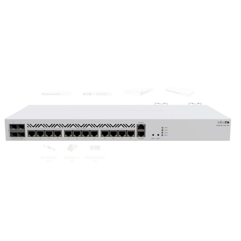 Mikrotik, 16 port wired router, ccr2116-12g-4s+, procesor:2ghz, 16 mb ram, 128 mb nand, dimensiuni: 443 x 199 x 44 mm, interfata: 13 x 10/100/1000, 4 x sfp+, 1 x 10/100, 1 x serial console rj45, 1 x m.2, consum maxim 83w, 4 ventilatoare.,  Switch-uri | electropc.ro