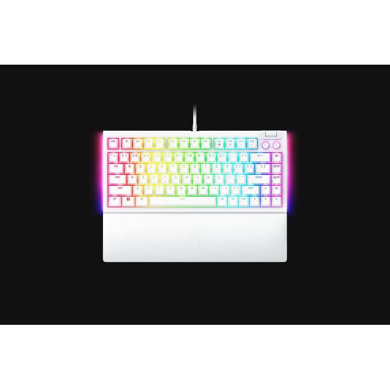Tastatura mecanica gaming blackwidow v4 75%, taste abs, layout us, iluminare rgb, cu 6 butoane customizabile, suport pentru incheietura magnetic, alb,  Tastaturi | electropc.ro