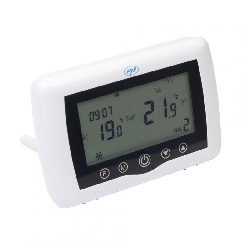 Termostat inteligent pni ct36 pro fara fir, wifi 2.4ghz, control prin internet app tuyasmart, regim iarna-vara, pentru centrale termice, montare: birou / perete, culoare alb, conectivitate: wireless la router internet: wifi 802.11b/g/n (2.4 ghz); wpa2 (tk,  Termostate ambientale | electropc.ro