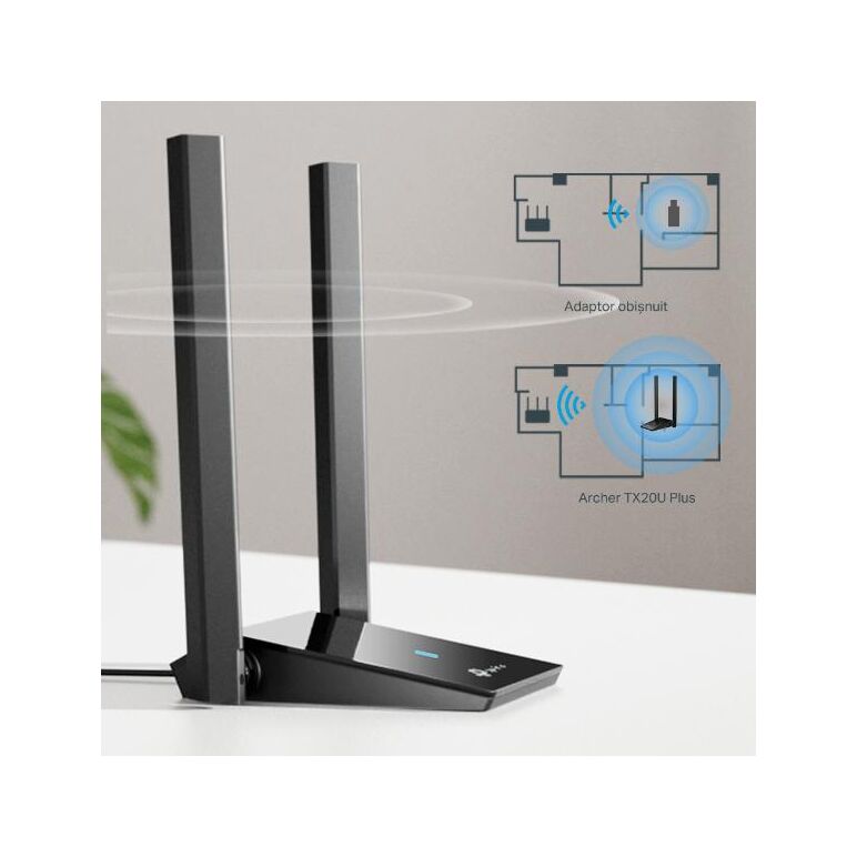 Tp-link archer tx20u adaptor usb wireless ax1800 cu două antene high- gain, dimesnsiuni; 84 × 156.3 × 19.2 mm, standarde wireless: ieee 802.11a/b/g/n/ac/ax, rada semnal: 2.4 ghz: 574mbps, 5 ghz: 1201mbps, securitate wireless: wep, wpa/wpa2/wpa3, wpa-psk/w,  Routere Wireless | electropc.ro