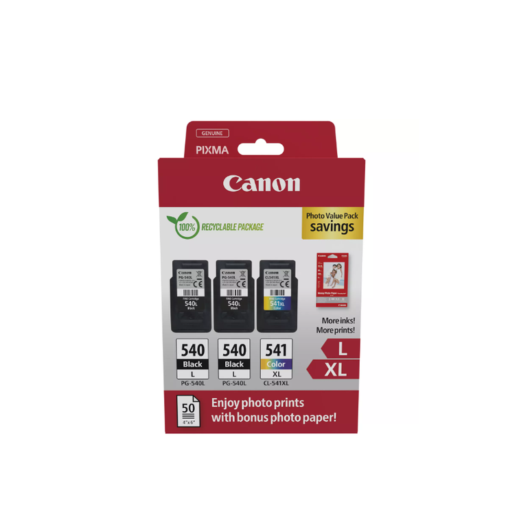 Canon pachet cartuse cearneala pg-540l x2 /cl-541xl photo value pack, capacitate negru: 2 x 300 pagini/11ml, color: 400 pagini / 15ml, compatibil cu: pixma gm2050, pixma mg2140, pixma mg2150, pixma mg2155, pixma mg2250, pixma mg3140, pixma mg3150, pixma m,  Cartuse cerneala | electropc.ro