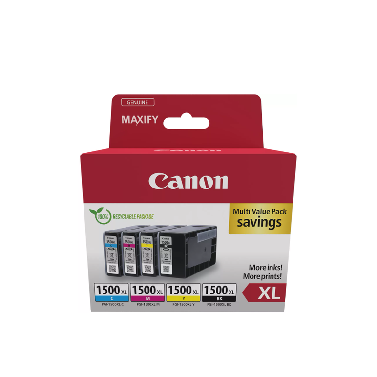 Canon pachet cartuse cerneala pgi-1500xl multipack, capacitate: black (1020 pages), cyan (1020 pages), magenta (1020 pages), yellow (1020 pages), compatibilitate: maxify mb2050, maxify mb2150, maxify mb2155, maxify mb2350, maxify mb2750, maxify mb2755,  Cartuse cerneala | electropc.ro