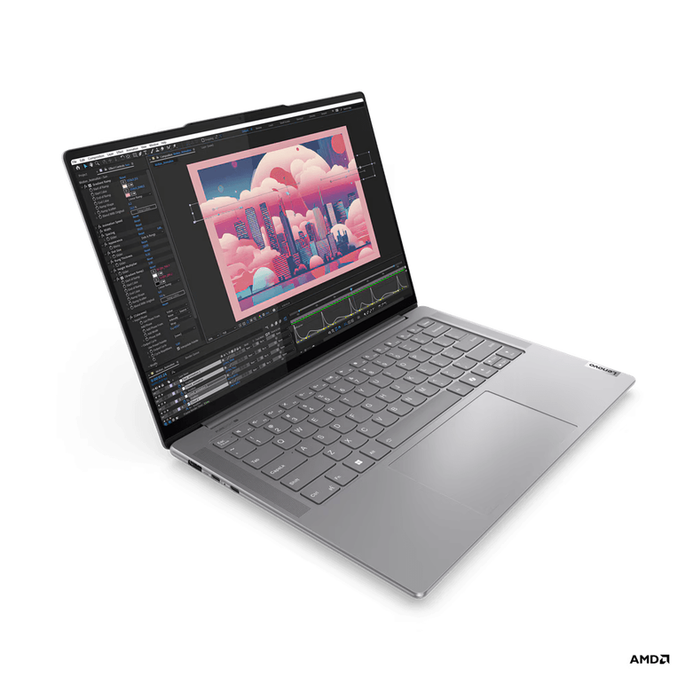 Laptop lenovo yoga pro 7 14ahp9 cu procesor amd ryzen™ 7 8845hs pana la 5.1ghz, 14.5", 3k, ips, 120hz, 16gb lpddr5x, 1tb ssd, amd radeon™ 780m graphics, no os, luna grey,  Laptopuri | electropc.ro