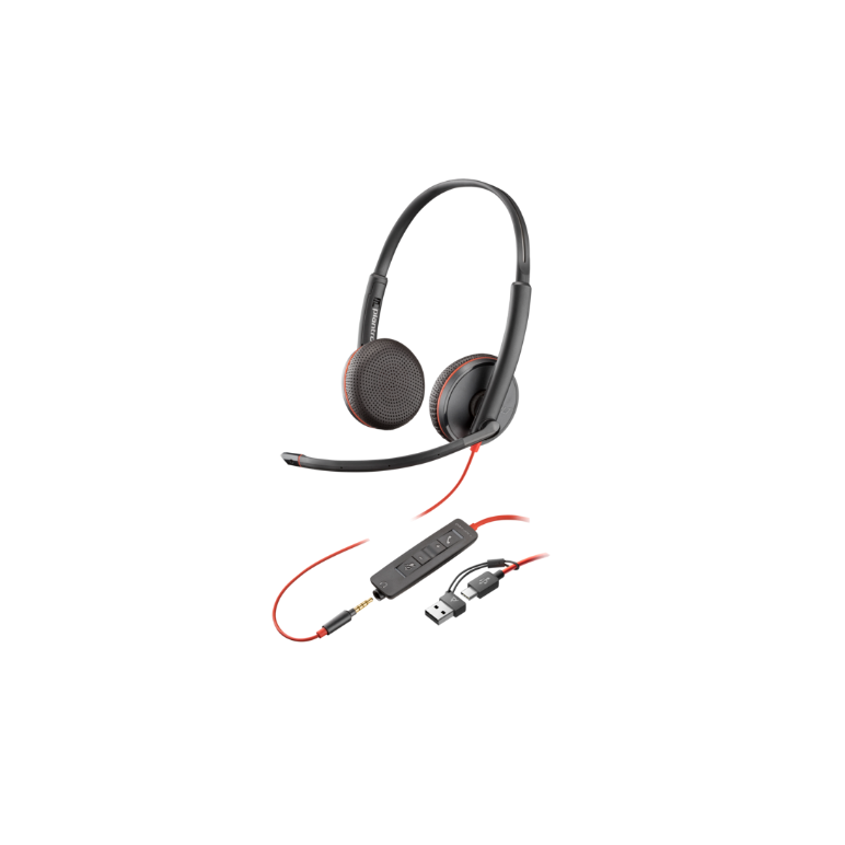 Poly blackwire 3225 stereo usb-c headset +3.5mm plug +usb-c/a adapter,  Casti audio | electropc.ro
