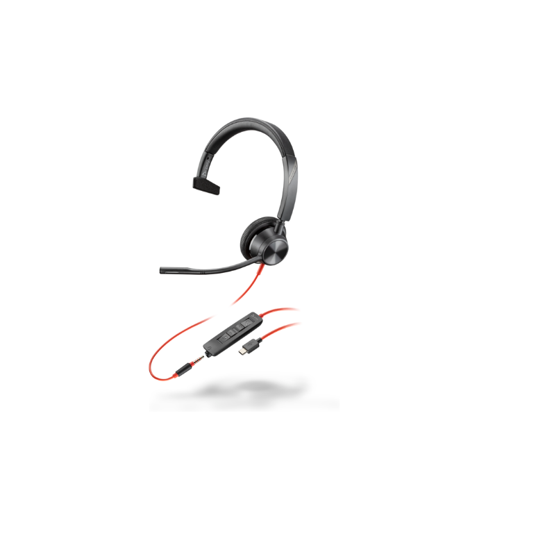 Poly blackwire 3315 monaural usb-c headset +3.5mm plug +usb-c/a adapter,  Casti audio | electropc.ro