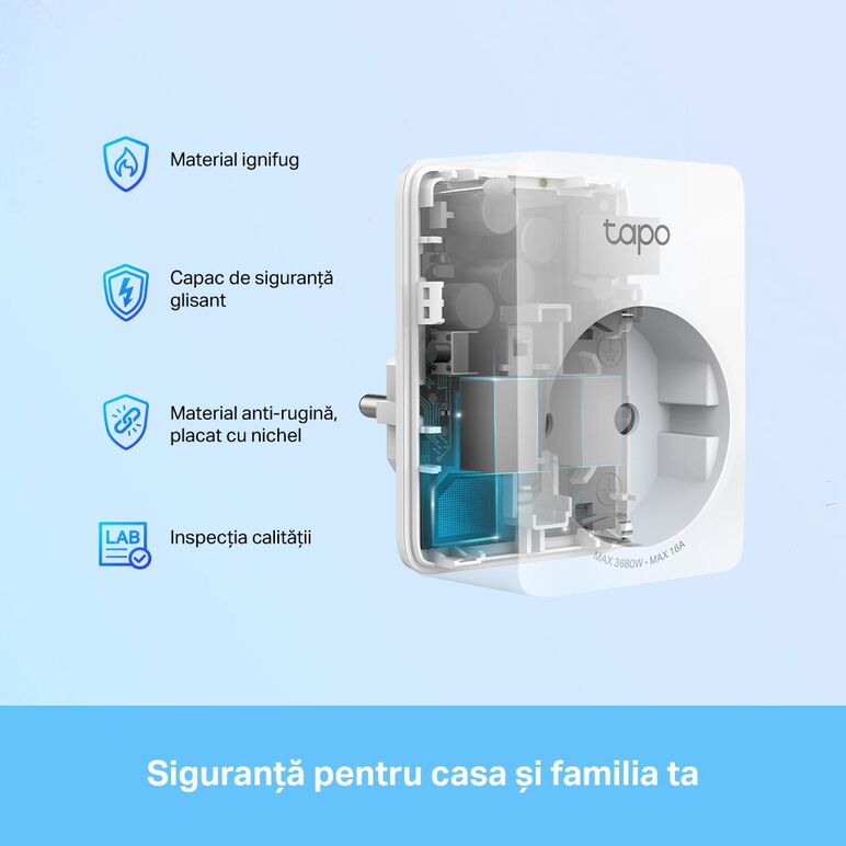 Tp-link mini smart wi-fi socket tapo p110(4-pack), protocol: ieee 802.11b/g/n, bluetooth 4.2 (doar pentru onboarding), 2.4 ghz, cerințe de sistem: android 4.4 sau o versiune mai recentă, ios 9.0 sau o versiune mai recentă, cerinte de alimentare: ac 220-24,  Smart home | electropc.ro