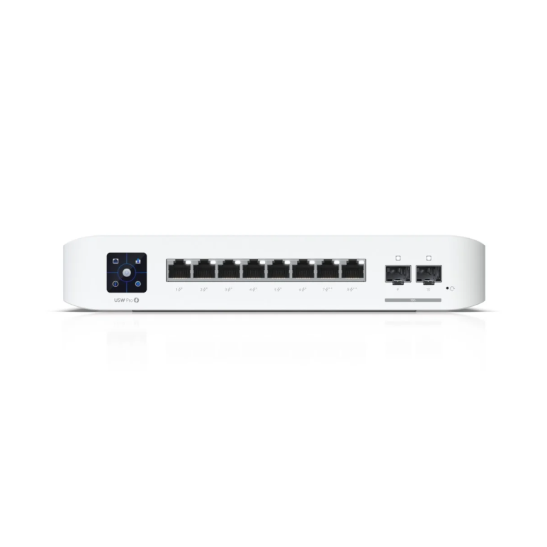 Ubiquiti switch 8 porturi poe usw-pro-8-poe-120w, layer 3, dimensiuni: 200 x 248 x 44 mm, greutate: 2.1kg, interfata: 8 x 10/100/1000mbps, 2 x 10g sfp, 6 porturi poe, 2 porturi poe++, capacitate switch: 56gbps, buget poe: 120w.,  Switch-uri | electropc.ro