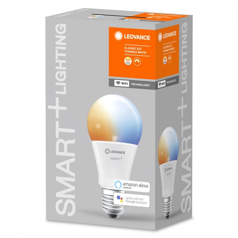 Bec led inteligent ledvance smart+ wifi classic tunable white a, e27, 9.5w (75w), 1055 lm, lumina alba (2700-6500k),  Becuri si Tuburi LED | electropc.ro