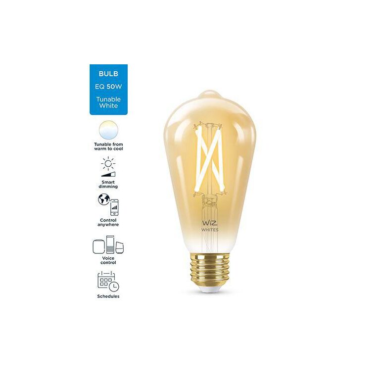 Bec led inteligent vintage (decorativ) wiz connected filament gold st64 ,wi-fi, e27, 6.7w (50w), 640 lm, lumina alba (2000-5000k), compatibilgoogle assistant/alexa/siri,  Becuri si Tuburi LED | electropc.ro