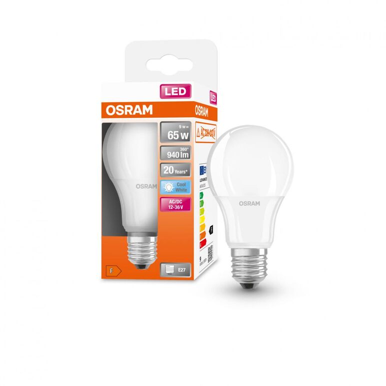 Bec led osram classic a60, e27, 12-36v ac/dc, 9w (65w), 940 lm, lumina neutra (4000k), nu functioneaza la 220-240v,  Becuri si Tuburi LED | electropc.ro