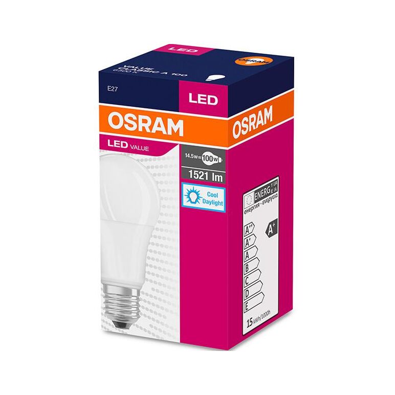 Bec led osram value classic a, e27, 13w (100w), 1521 lm, lumina rece (6500k),  Becuri si Tuburi LED | electropc.ro