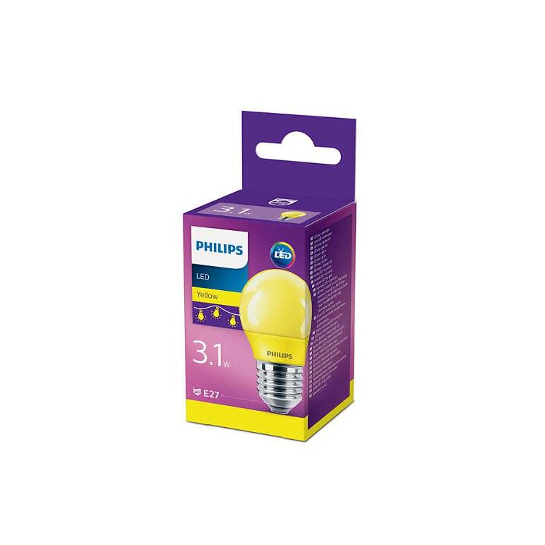Bec led philips colored yellow p45, e27, 3.1w (25w), lumina galbena,  Becuri si Tuburi LED | electropc.ro