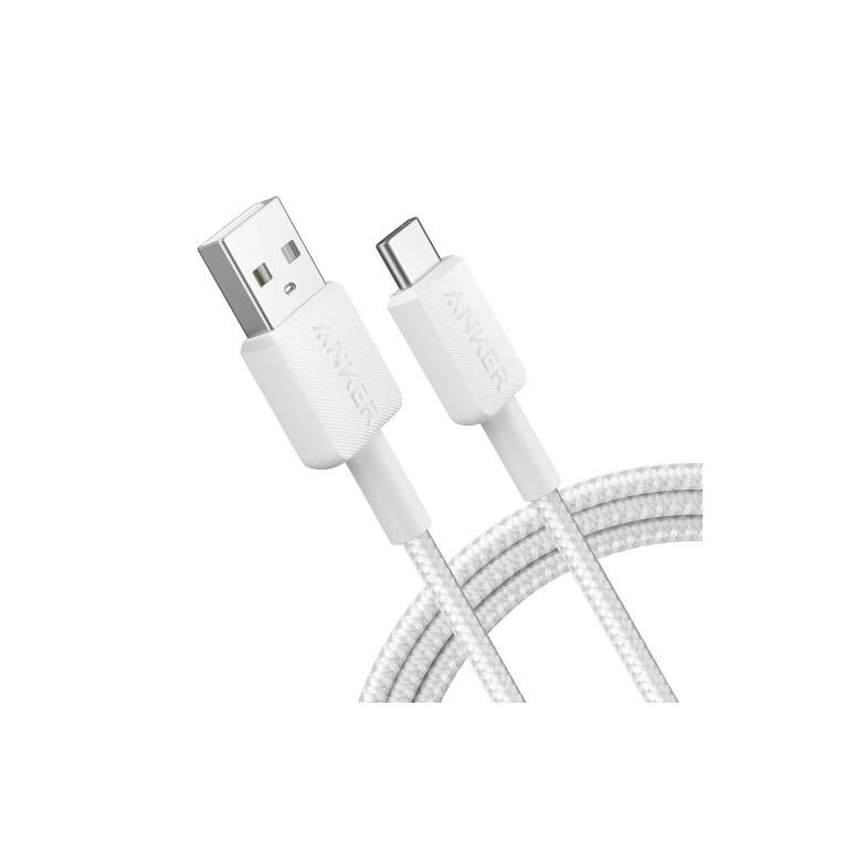 Cablu alimentare si date anker, usb-a (t) la usb type-c (t), lungime 1.8m, rata transfer 480 mbps, invelis nylon, braided, alb,  Cabluri periferice | electropc.ro