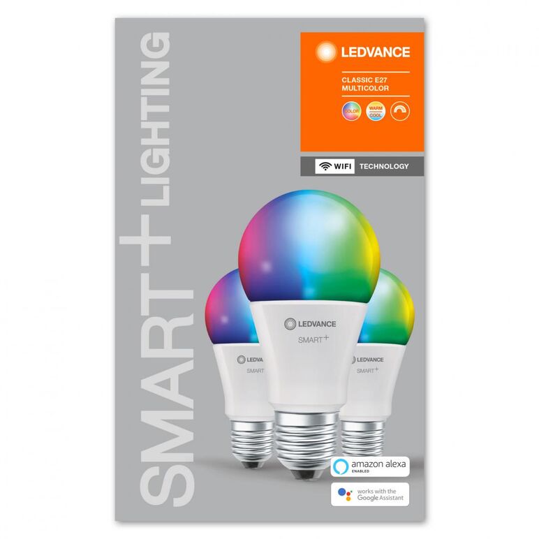 3 becuri led rgb inteligent ledvance smart+ wifi classic multicolour a, e27, 9w (60w), 806 lm, lumina alba si color (2700-6500k),  Becuri si Tuburi LED | electropc.ro