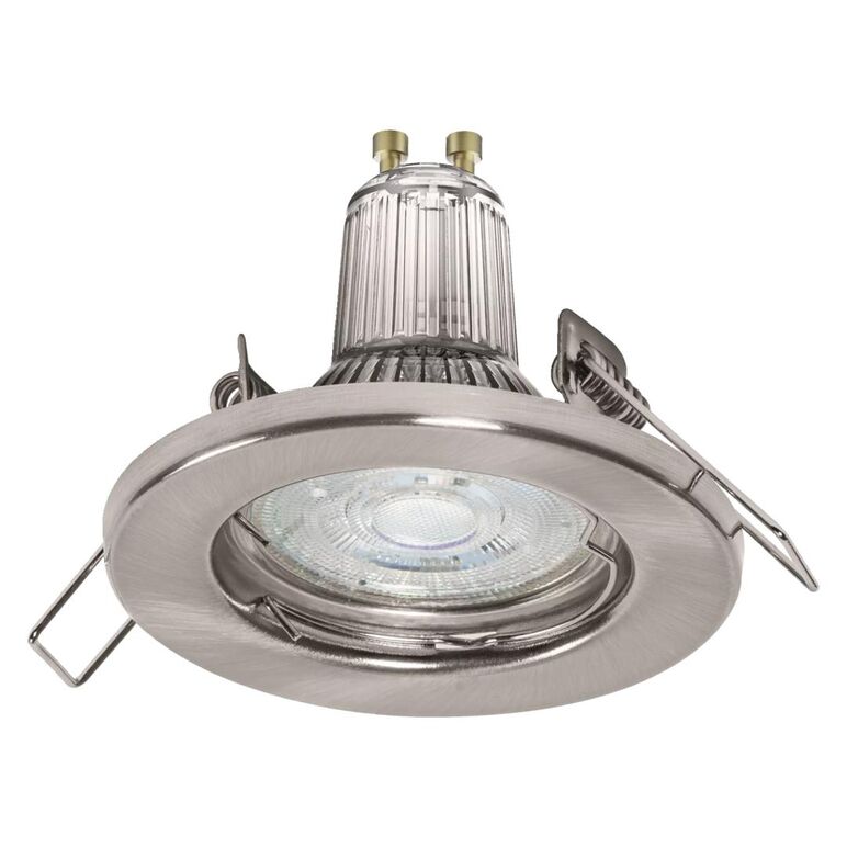 3 spoturi led incastrate ledvance, gu10, 3x2.6w, 3x230 lm, lumina calda (2700k), Ø8cm, nichel,  Aplice de exterior | electropc.ro