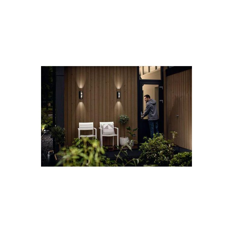 Aplica led pentru exterior philips shadow up&down, 2x4.5w (70w), 1000 lm, lumina calda (2700k), dimabila, ip44, 77x95x224mm, antracit,  Aplice de exterior | electropc.ro